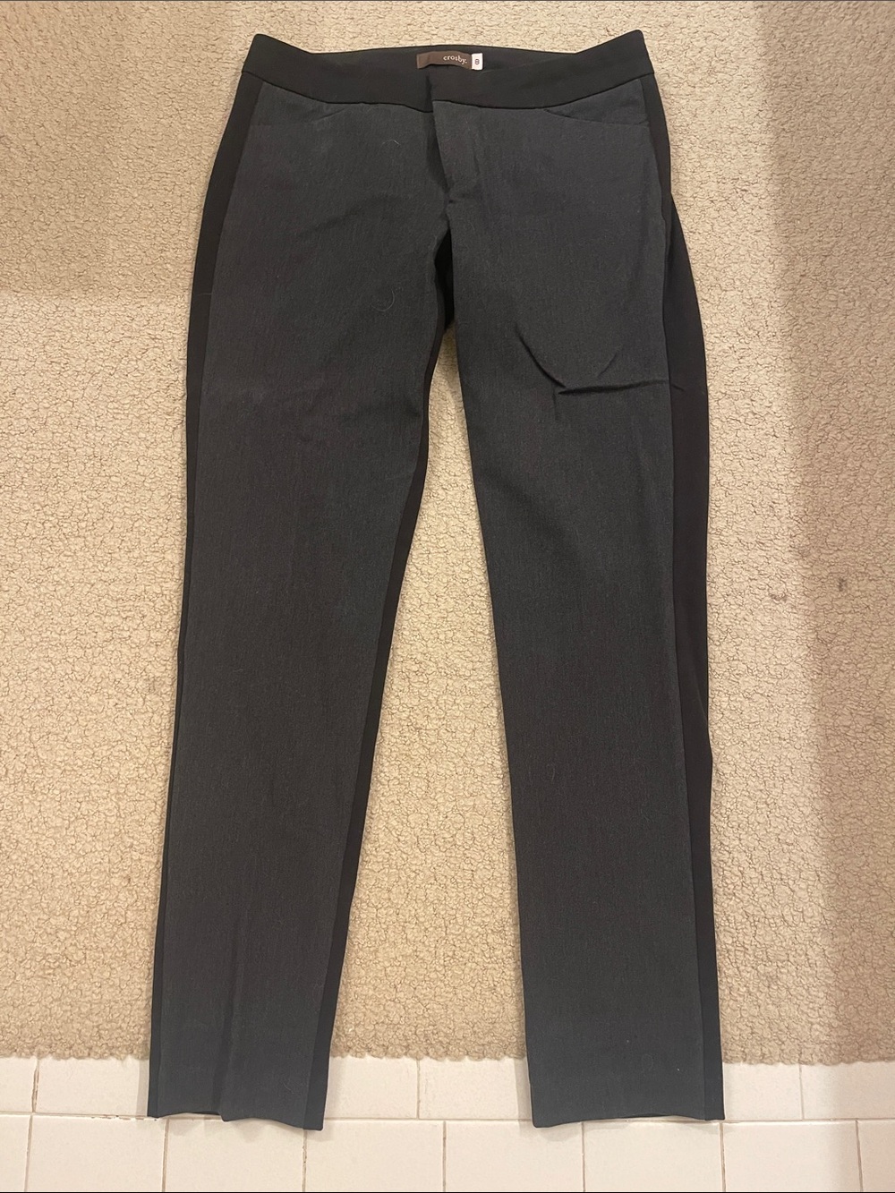 Two Tone Black/Gray Dress Pants - Slim Straight